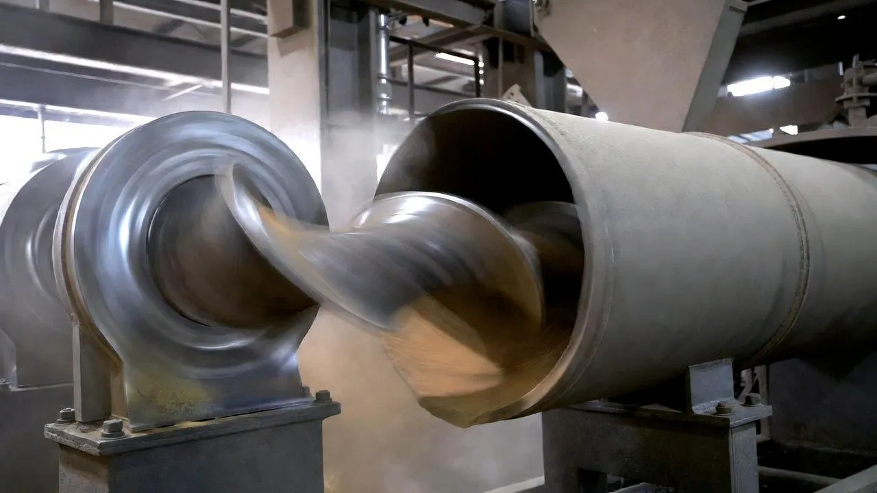 Screw conveyor drive end gearbox installation horizontal inclined