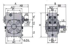 WPW Worm Gearbox — Compact Housing with Through-Shaft Input WPW worm gearbox compact housing through-shaft input output shaft