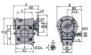 WD Series (FCWD) — Complete Assembly with IEC Motor WD FCWD worm reducer complete assembly with IEC motor flanged