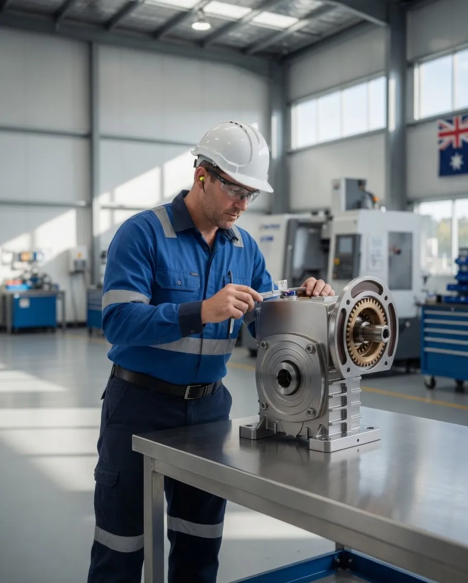 Our lead engineer inspecting a worm gearbox assembly